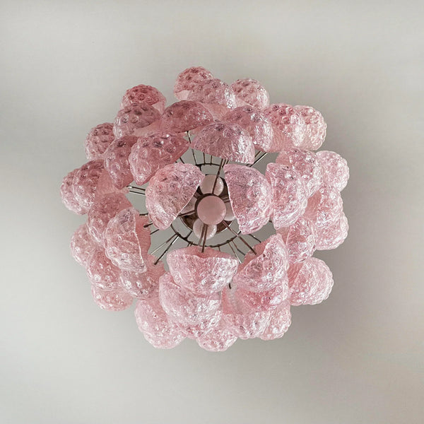 Vintage Murano Pink Glass Petals Chandelier 1