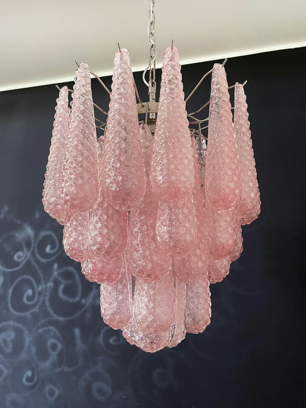 Vintage Murano Pink Glass Petals Chandelier 1