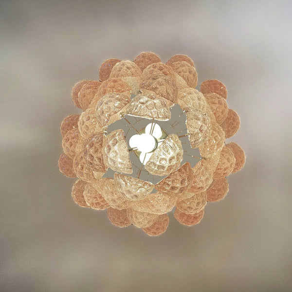 Vintage Murano Pink Glass Petals Chandelier 1