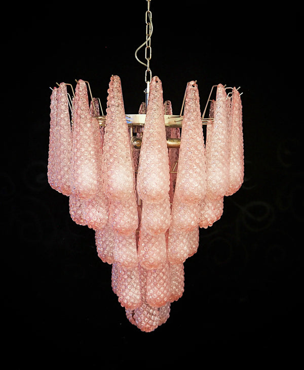 Vintage Murano Pink Petals Drop Glass Chandelier