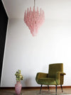 Vintage Murano Pink Petals Drop Glass Chandelier