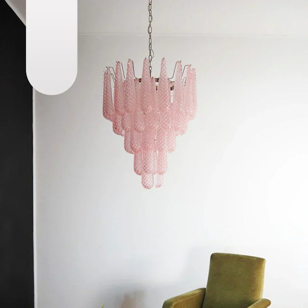 Vintage Murano Pink Petals Drop Glass Chandelier