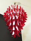 Vintage Murano Red Glass Petals Chandelier