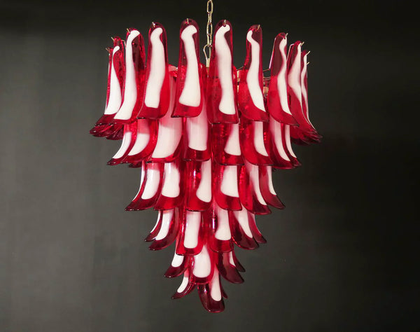 Vintage Murano Red Glass Petals Chandelier