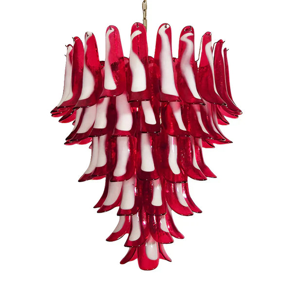 Vintage Murano Red Glass Petals Chandelier