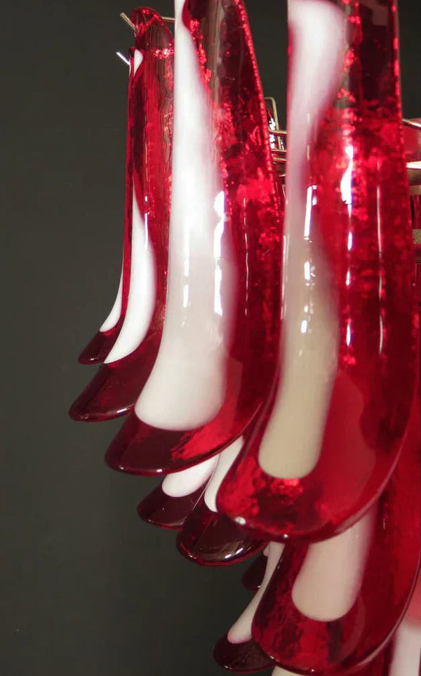 Vintage Murano Red Glass Petals Chandelier