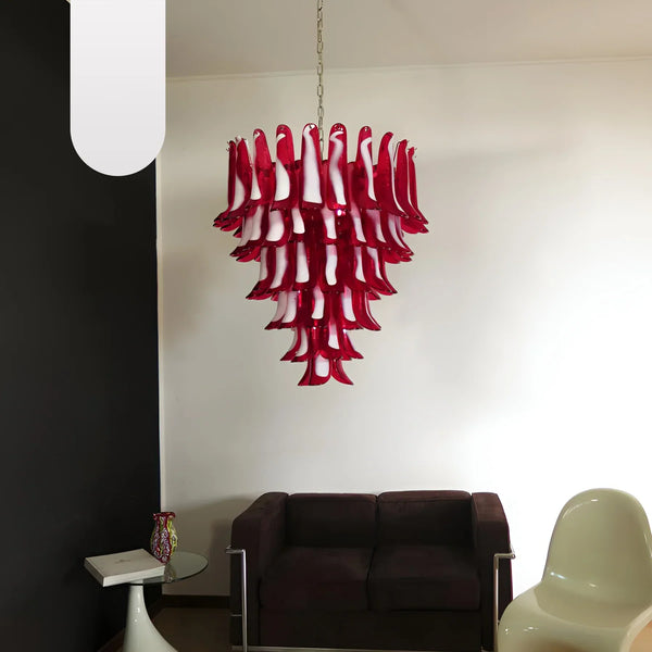 Vintage Murano Red Glass Petals Chandelier