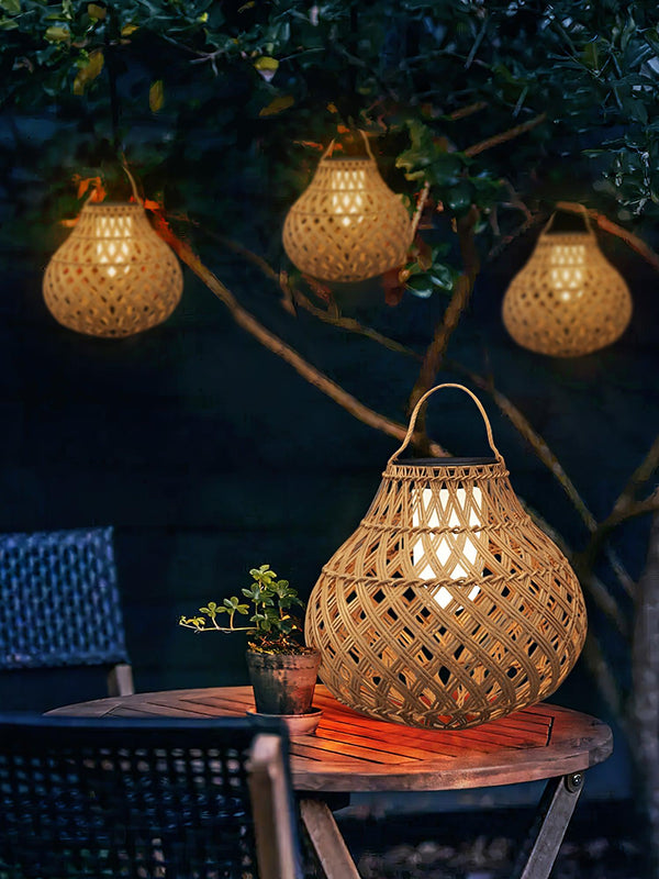 Woven Sphere Solar Lantern Outdoor Lamp