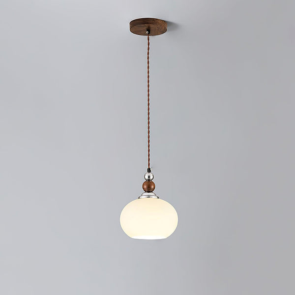 Yisi Po Pendant Light in Black Walnut and Glass, Modern Minimalist Hanging Lamp for Dining and Living Areas