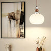 Yisi Po Pendant Light in Black Walnut and Glass, Modern Minimalist Hanging Lamp for Dining and Living Areas