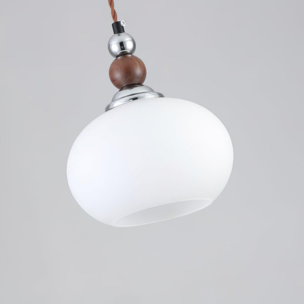 Yisi Po Pendant Light in Black Walnut and Glass, Modern Minimalist Hanging Lamp for Dining and Living Areas