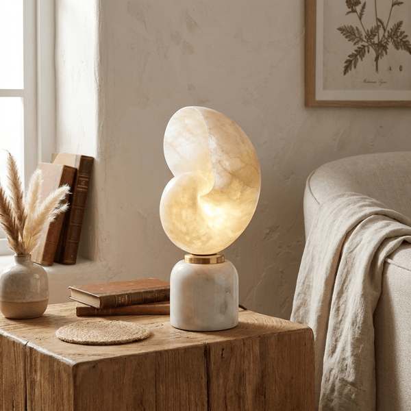 alabaster brass shell table lamp