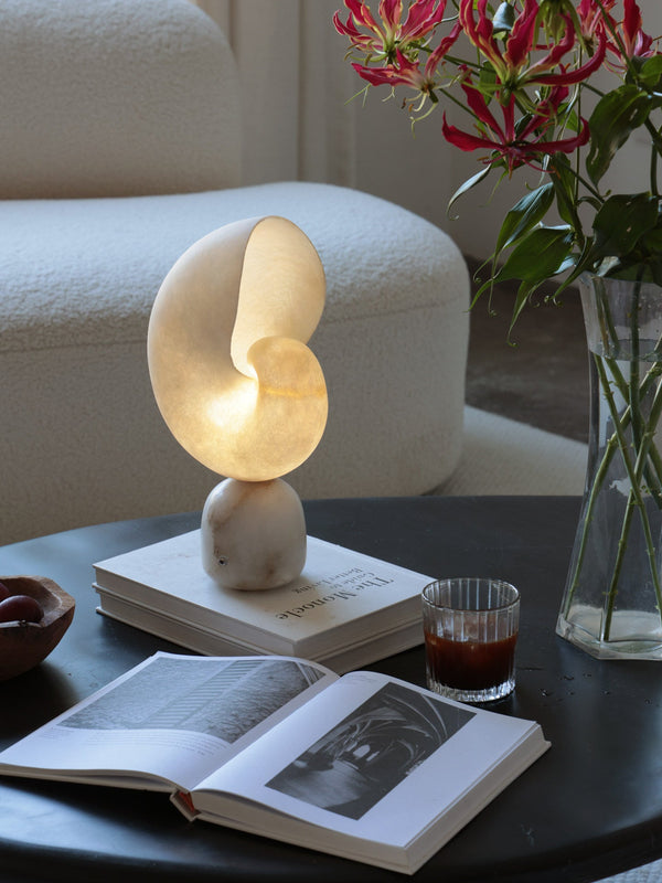 alabaster brass shell table lamp