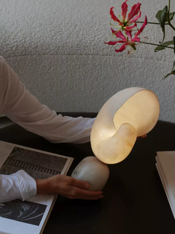 alabaster brass shell table lamp