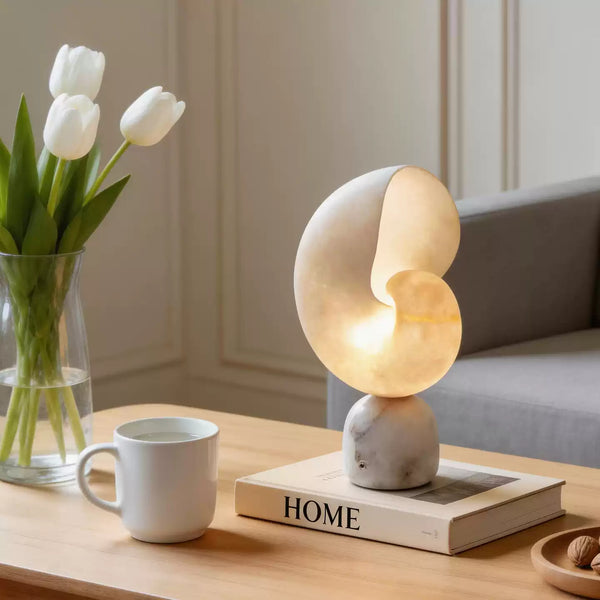 alabaster brass shell table lamp