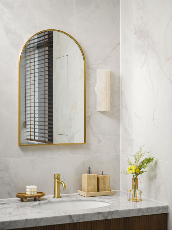 alabaster ribbed wall sconce led