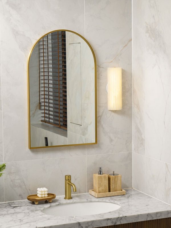 alabaster ribbed wall sconce led