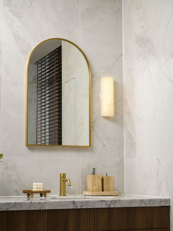 alabaster ribbed wall sconce led