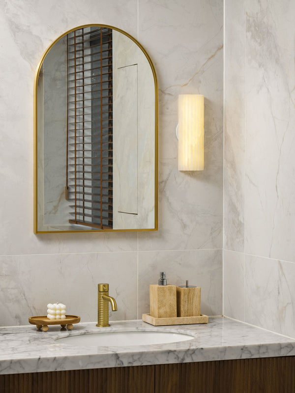 alabaster ribbed wall sconce led