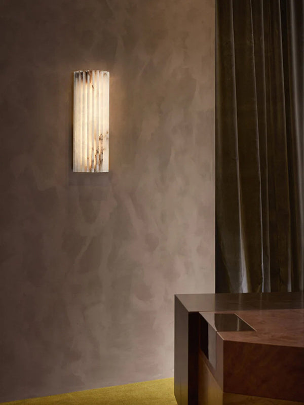 alabaster ribbed wall sconce led