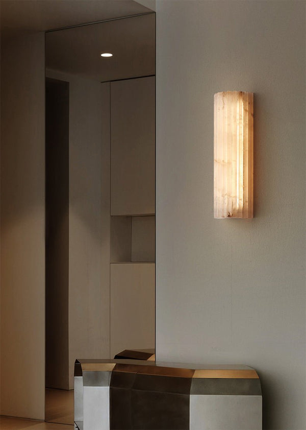 alabaster ribbed wall sconce led