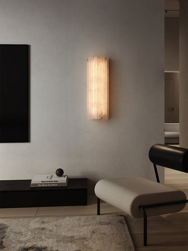 alabaster ribbed wall sconce led