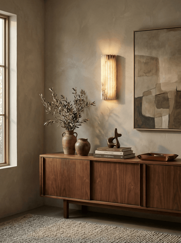 alabaster ribbed wall sconce led