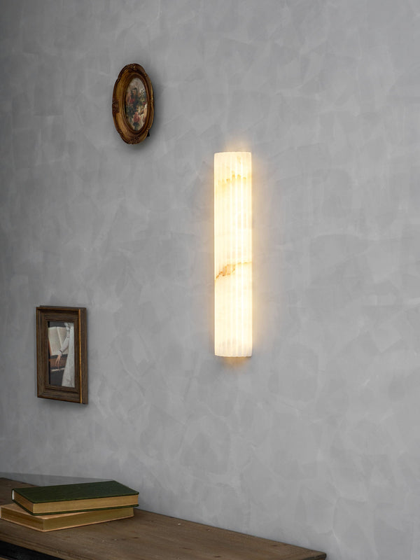 alabaster ribbed wall sconce led