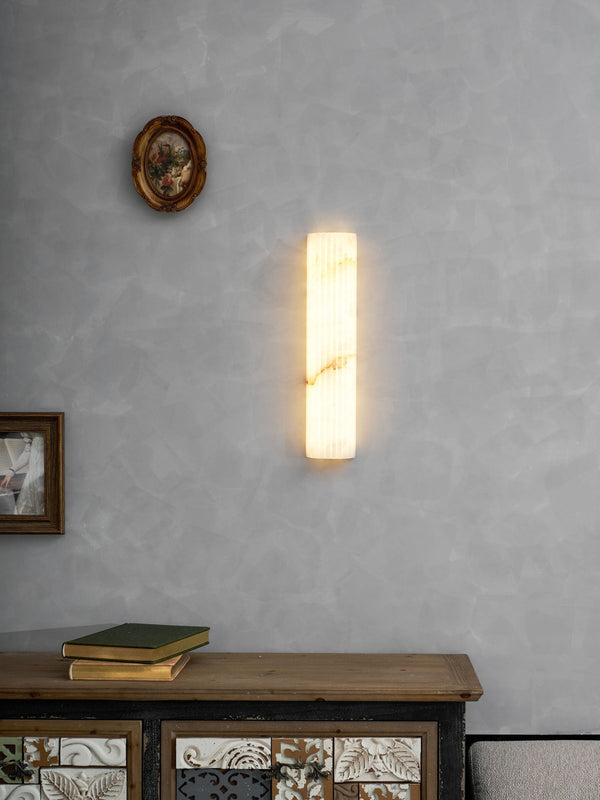 alabaster ribbed wall sconce led