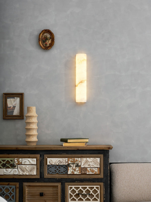 alabaster ribbed wall sconce led