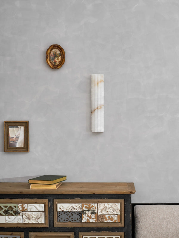 alabaster ribbed wall sconce led