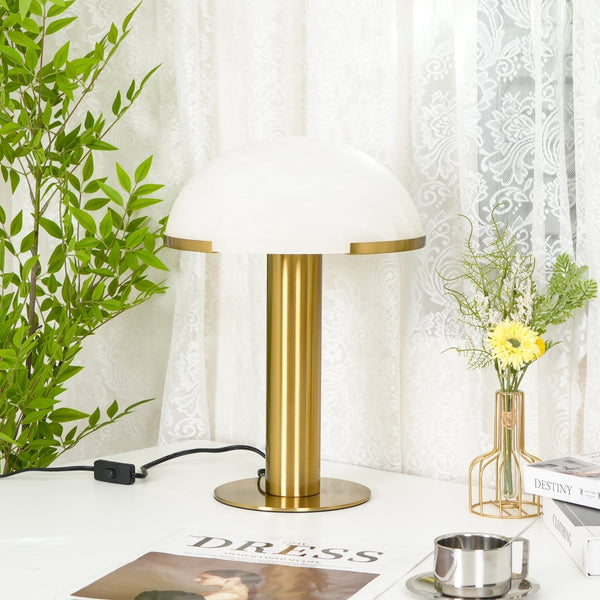 alabaster table lamp bronze gold bedside nightstand living room