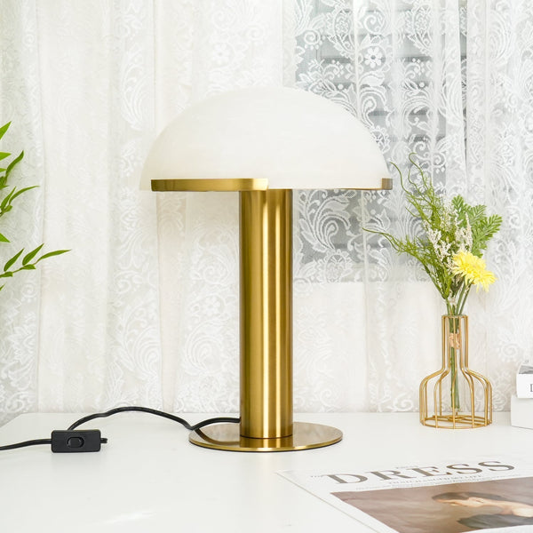 alabaster table lamp bronze gold bedside nightstand living room