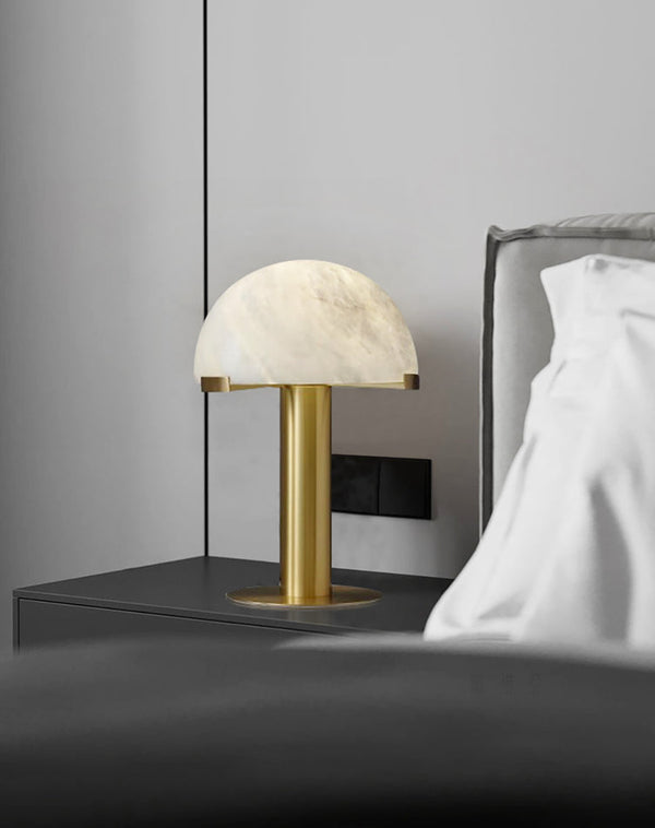 alabaster table lamp bronze gold bedside nightstand living room