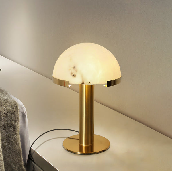 alabaster table lamp bronze gold bedside nightstand living room