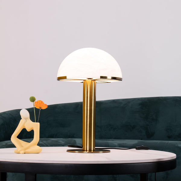 alabaster table lamp bronze gold bedside nightstand living room