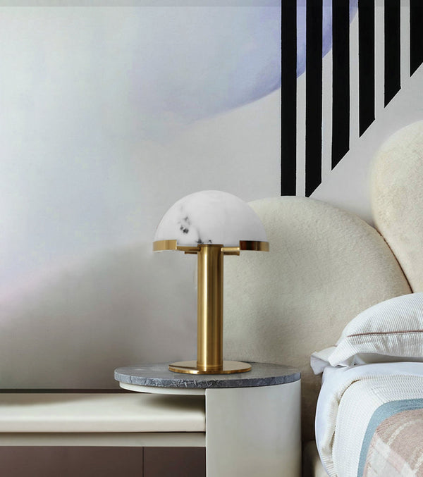 alabaster table lamp bronze gold bedside nightstand living room