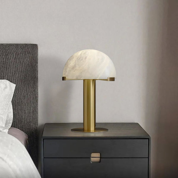 alabaster table lamp bronze gold bedside nightstand living room