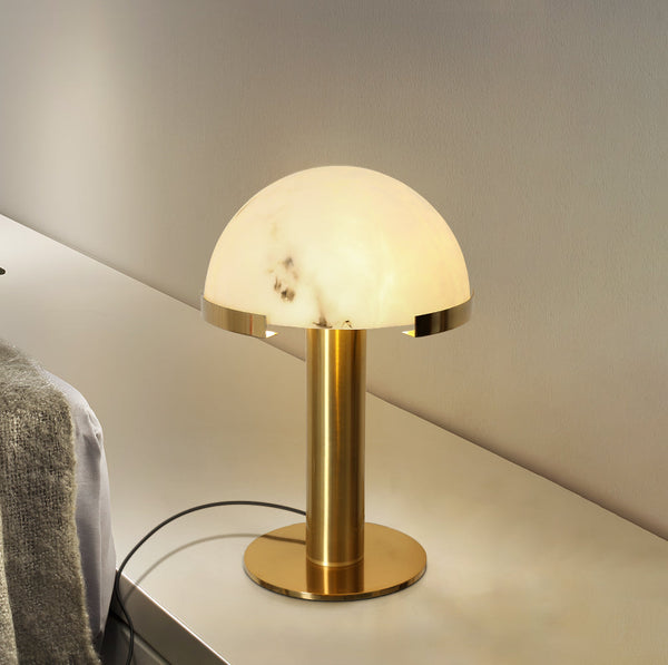 alabaster table lamp bronze gold bedside nightstand living room