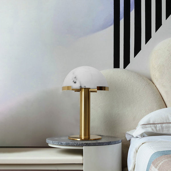 alabaster table lamp bronze gold bedside nightstand living room