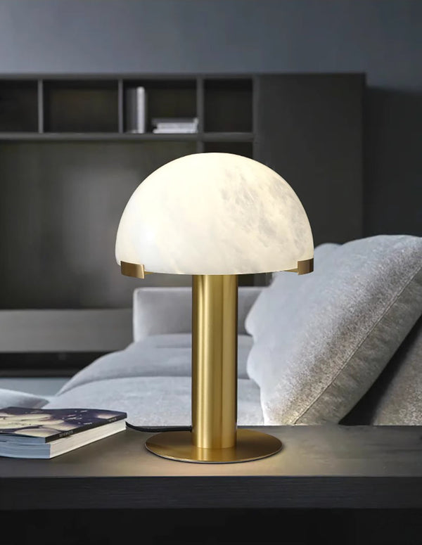 alabaster table lamp bronze gold bedside nightstand living room
