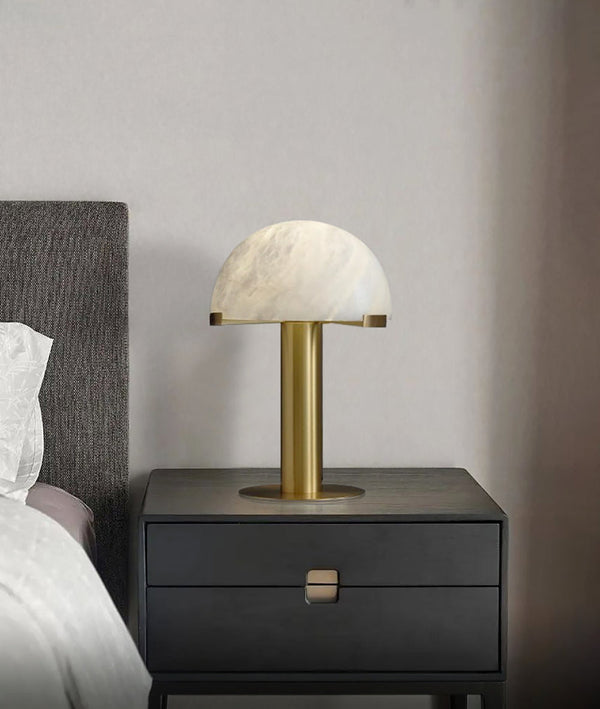 alabaster table lamp bronze gold bedside nightstand living room