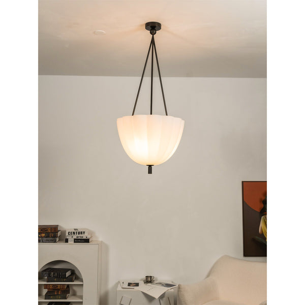 antique brass scalloped glass 3 light pendant