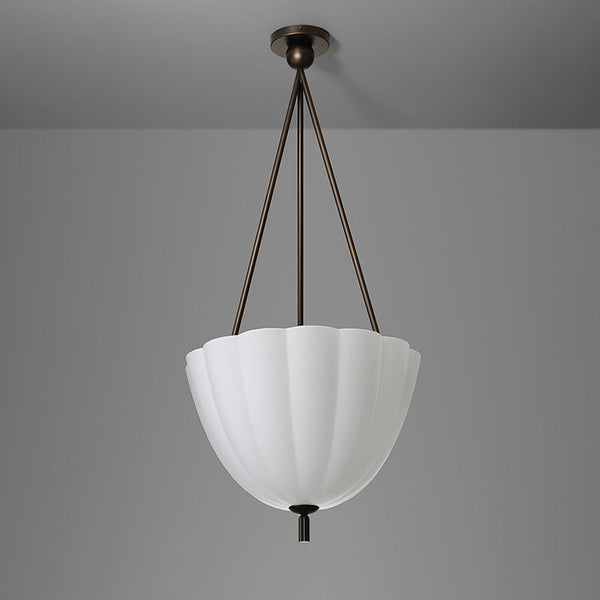 antique brass scalloped glass 3 light pendant