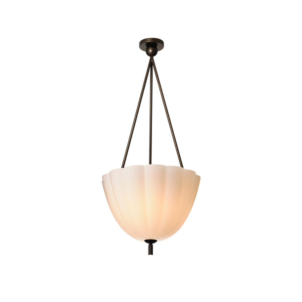 antique brass scalloped glass 3 light pendant