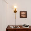 antique gold iron fabric plug in wall lamp