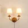 antique gold iron fabric plug in wall lamp