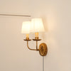 antique gold iron fabric plug in wall lamp