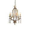 antique gray wash bent wood 6 light chandelier