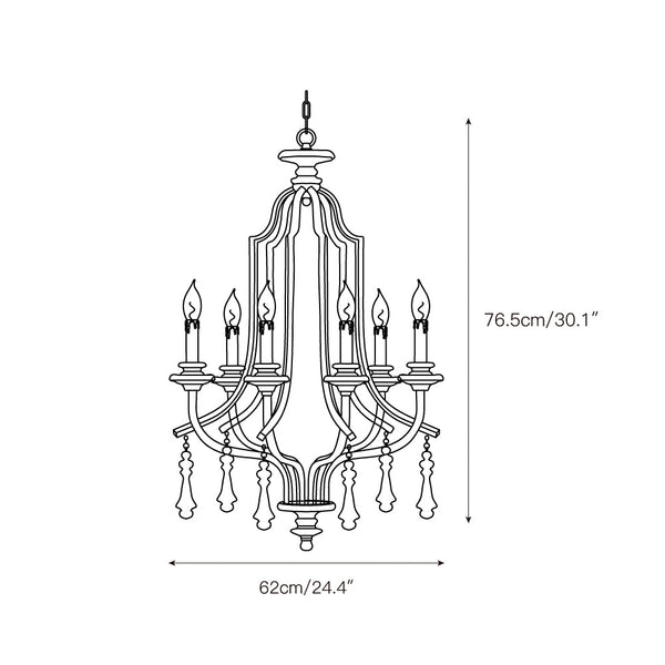 antique gray wash bent wood 6 light chandelier